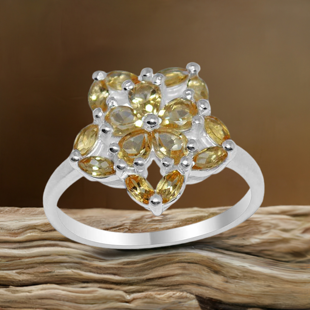 925 Sterling Silver Rings In Genuine Citrine Gemstone 925SR1678