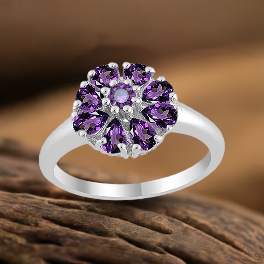 Semi Precious Amethyst Gemstone Rings In Solid 925 Silver 925SR1689