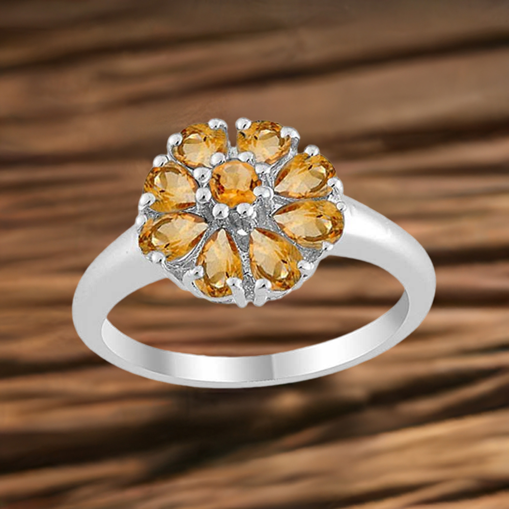 Genuine Citrine Gemstone Rings In Solid 925 Silver 925SR1690