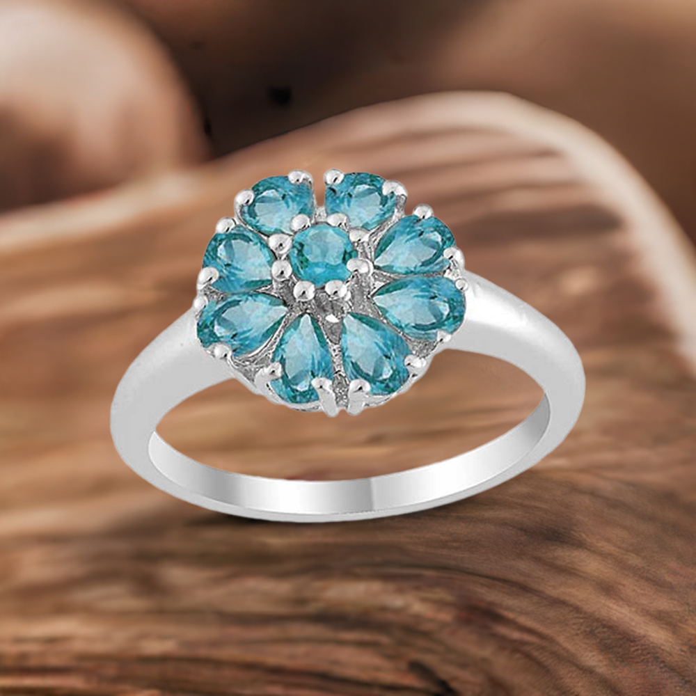 Natural Blue Topaz Gemstone Rings In Fine 925 Sterling Silver 925SR1691