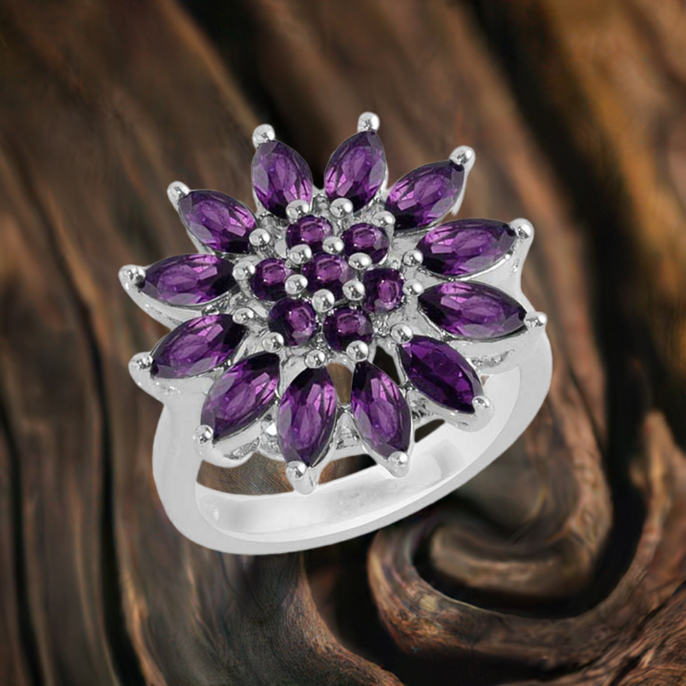 Semi Precious Amethyst Gemstone Rings In Fine 925 Sterling Silver 925SR1692