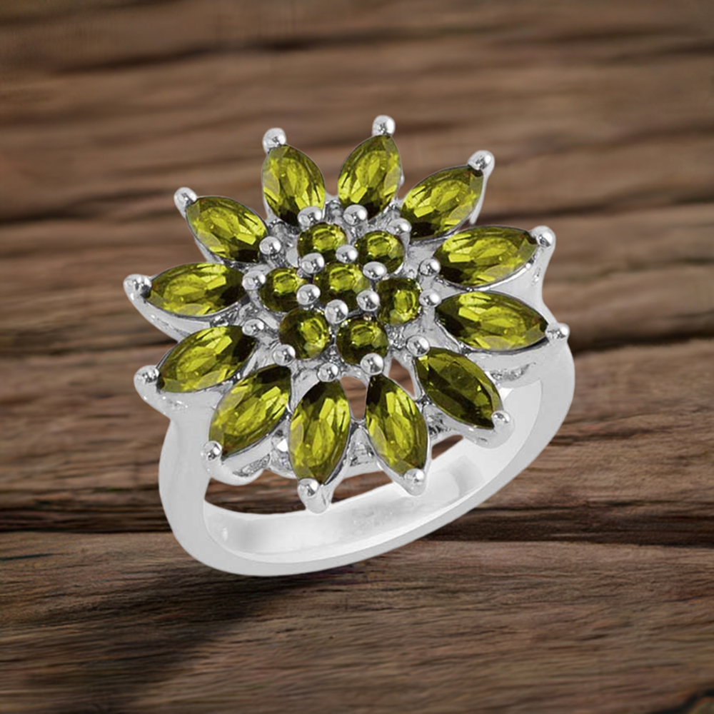 Genuine Peridot Gemstone Rings In Fine 925 Sterling Silver 925SR1693