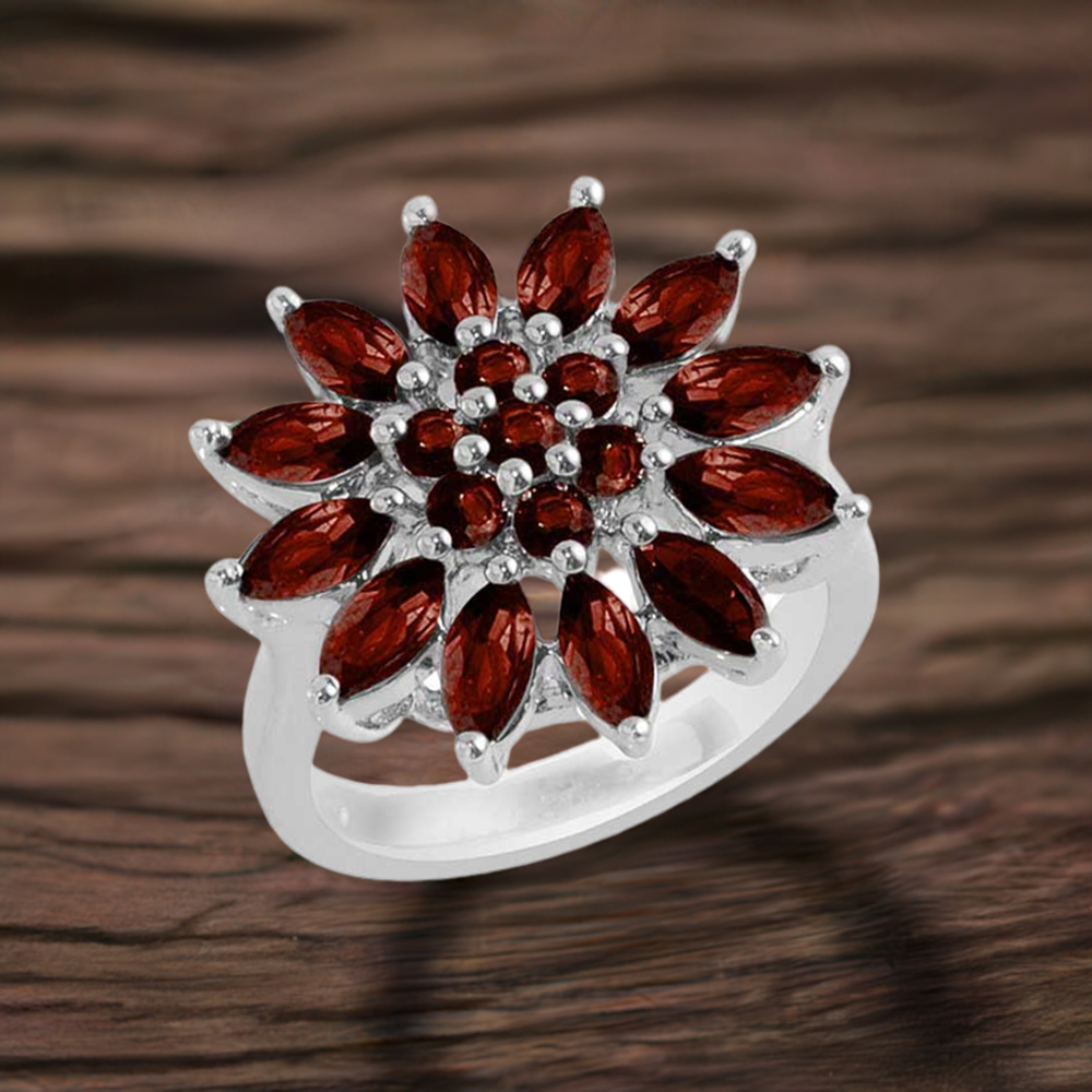 925 Sterling Silver Rings In Natural Garnet Gemstone 925SR1694