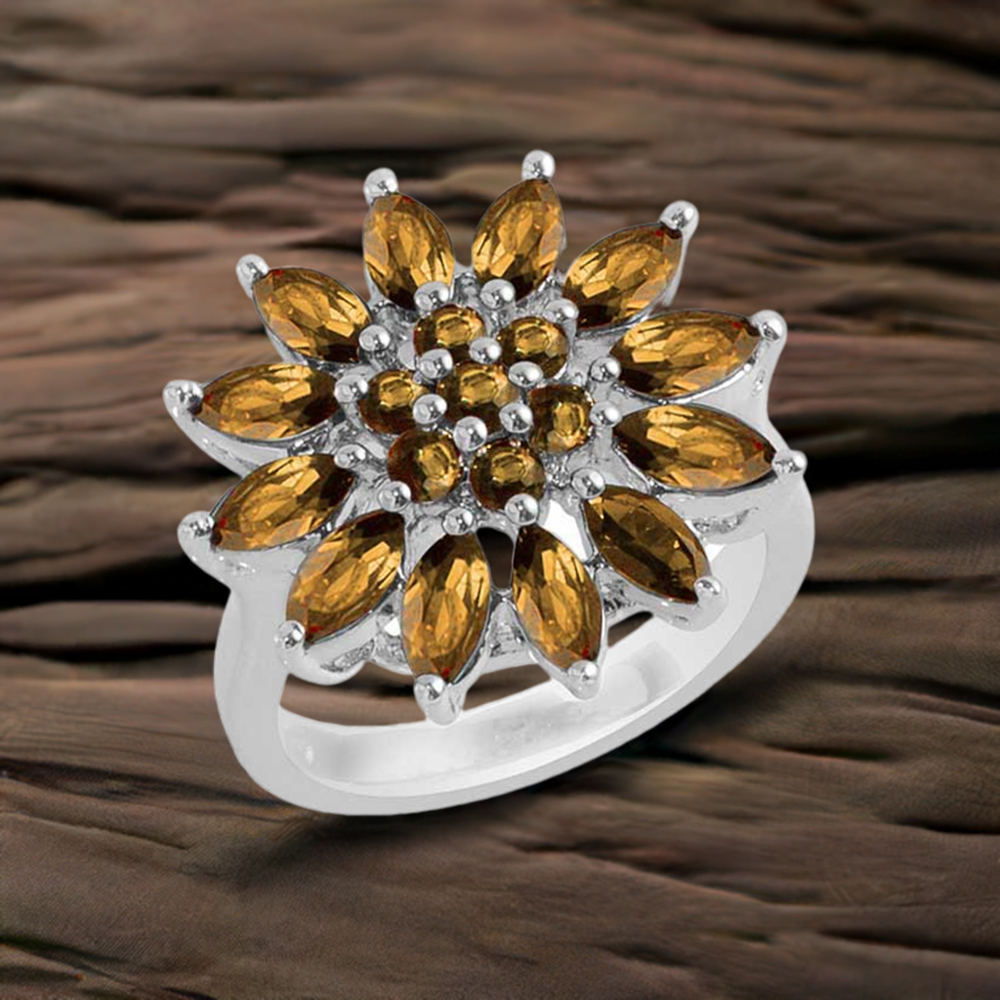 925 Sterling Silver Rings In Semi Precious Citrine Gemstone 925SR1695