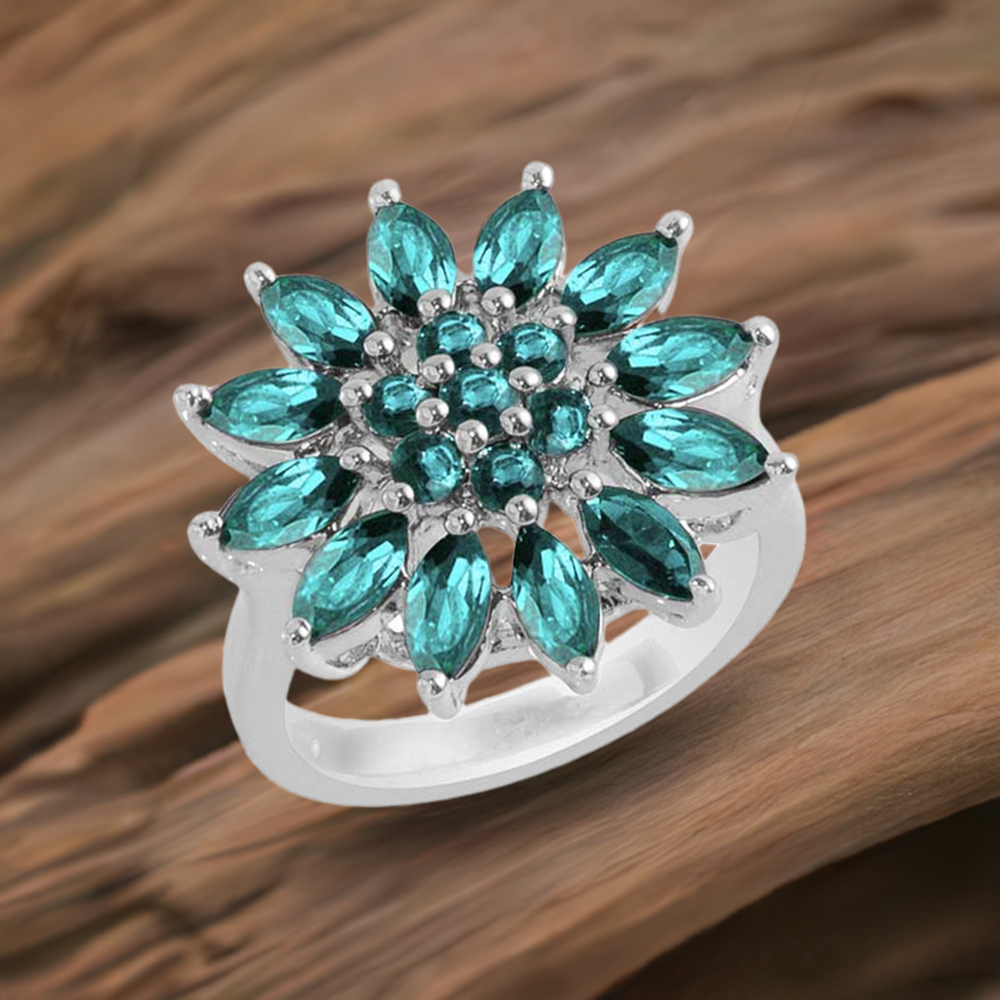 925 Sterling Silver Rings In Genuine Blue Topaz Gemstone 925SR1696