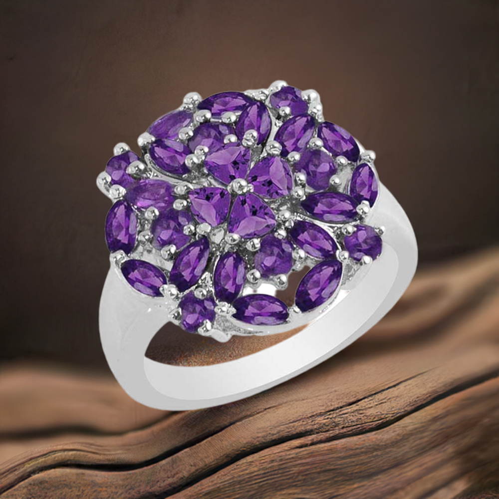 925 Sterling Silver Rings In Natural Amethyst Gemstone 925SR1697