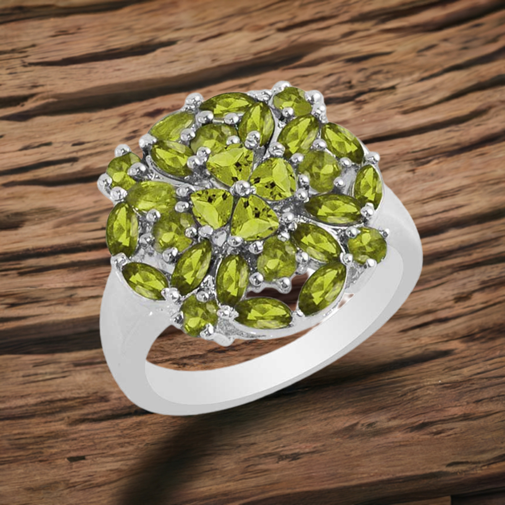 925 Sterling Silver Rings In Semi Precious Peridot Gemstone 925SR1698