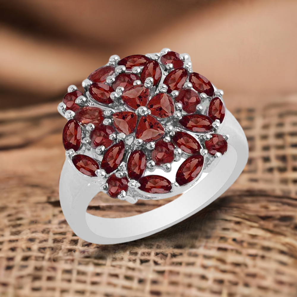 925 silver and genuine hotsell garnet ring