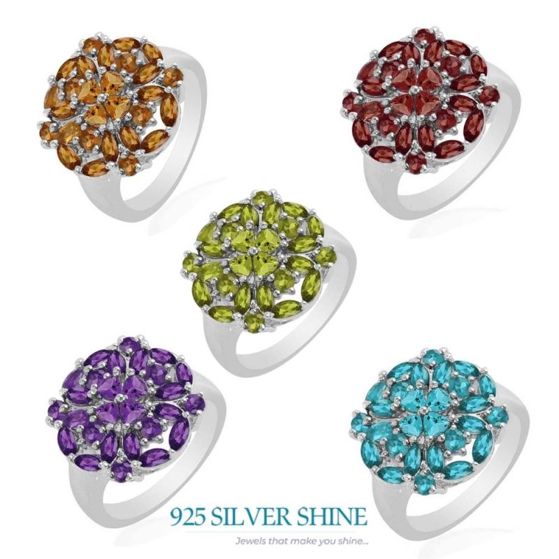 925 Sterling Silver Rings In Genuine Garnet Gemstone 925SR1699_2