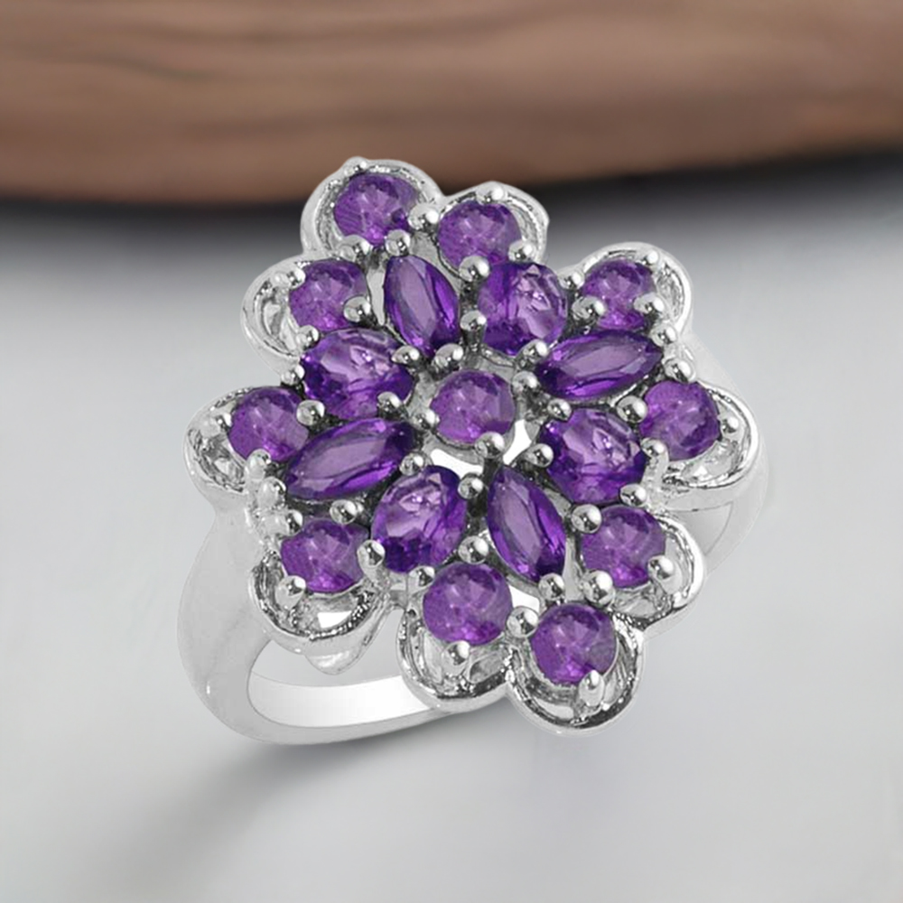 925 Sterling Silver Rings In Genuine Amethyst Gemstone 925SR1702