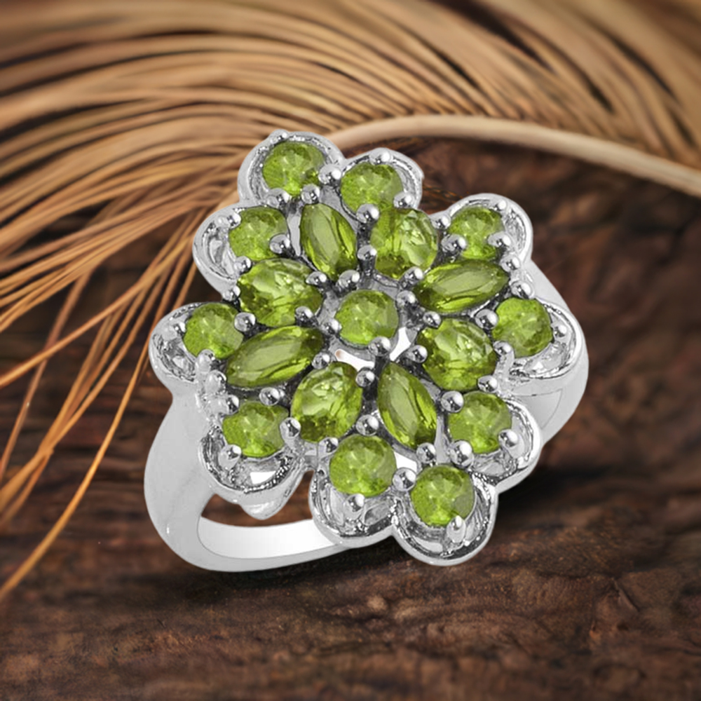 925 Sterling Silver Rings In Natural Peridot Gemstone 925SR1703
