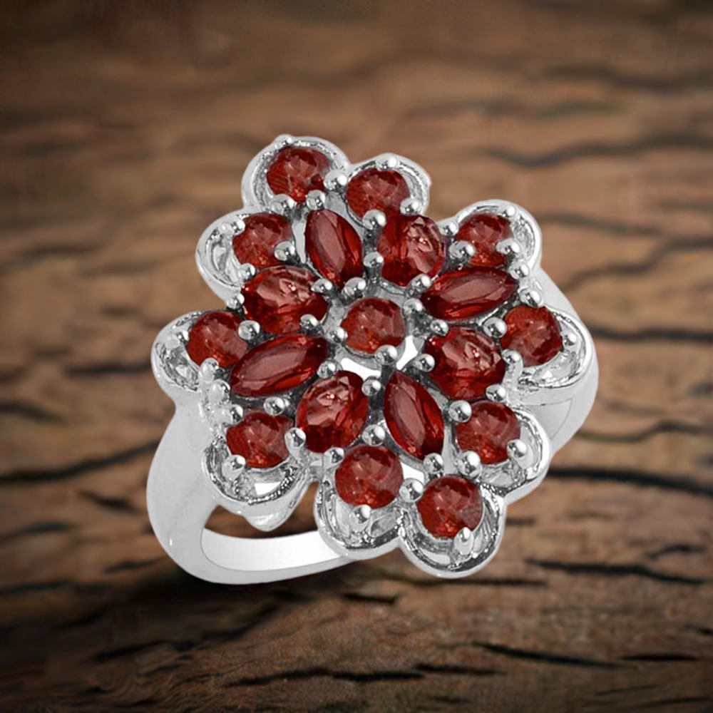 925 Sterling Silver Rings In Semi Precious Garnet Gemstone 925SR1704