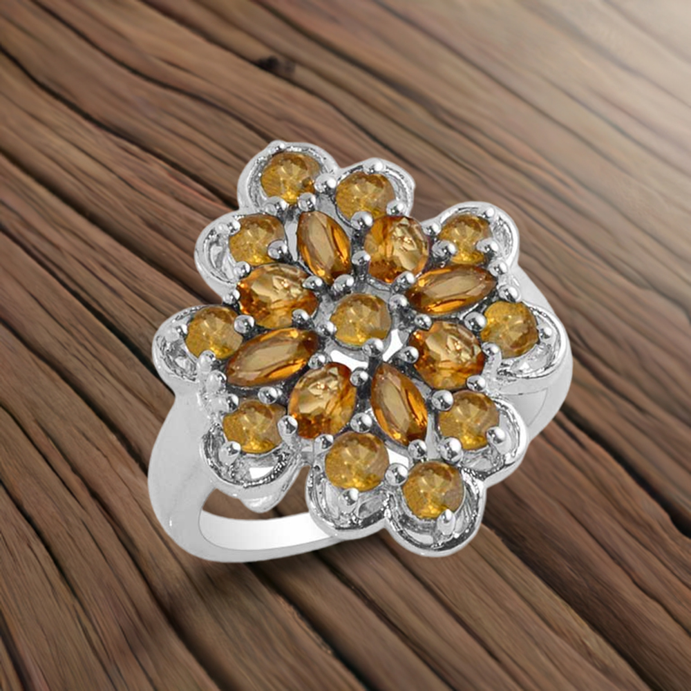 925 Sterling Silver Rings In Genuine Citrine Gemstone 925SR1705