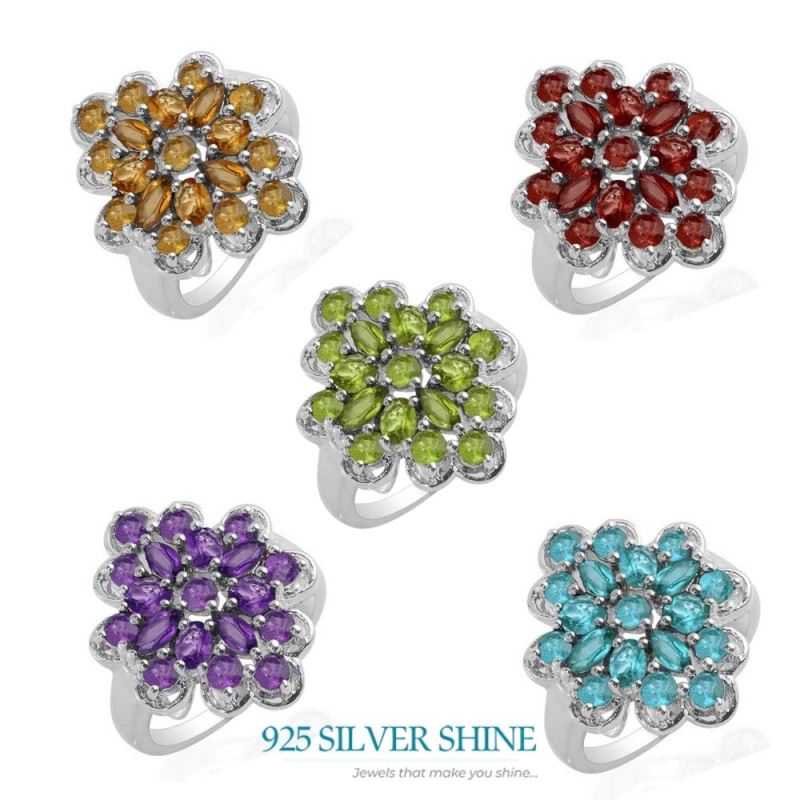 925 Sterling Silver Rings In Natural Blue Topaz Gemstone 925SR1706_1