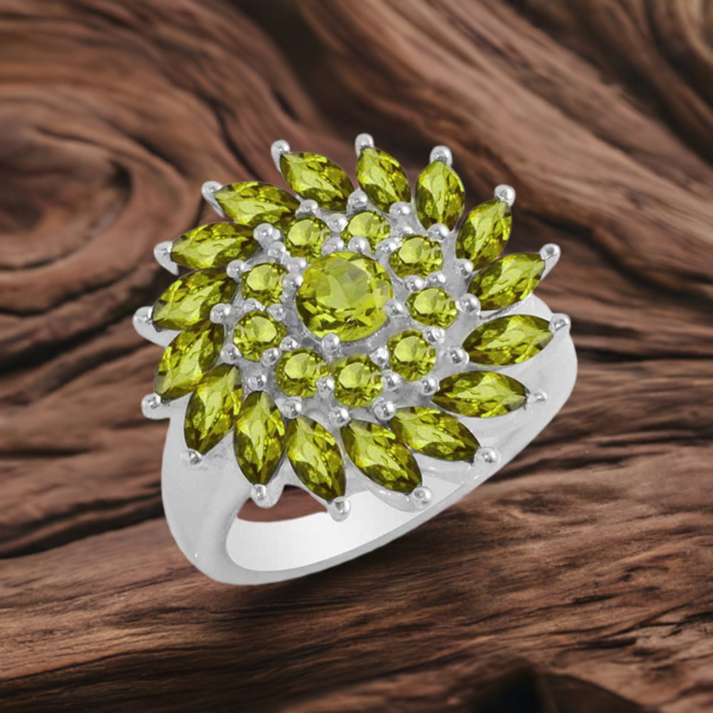 925 Sterling Silver Rings In Genuine Peridot Gemstone 925SR1708