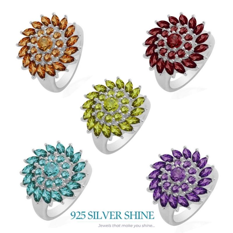 925 Sterling Silver Rings In Genuine Peridot Gemstone 925SR1708_2