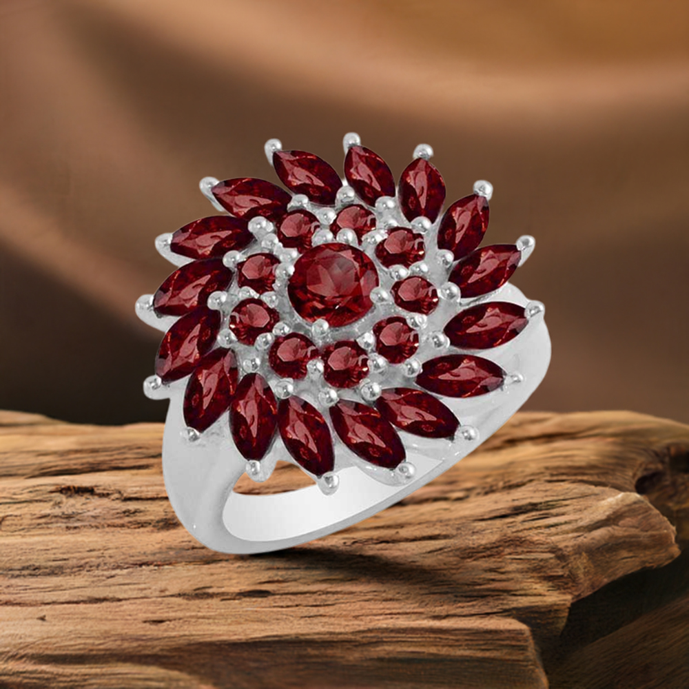 Natural Garnet Gemstone Rings In 925 Sterling Silver Jewelry 925SR1709