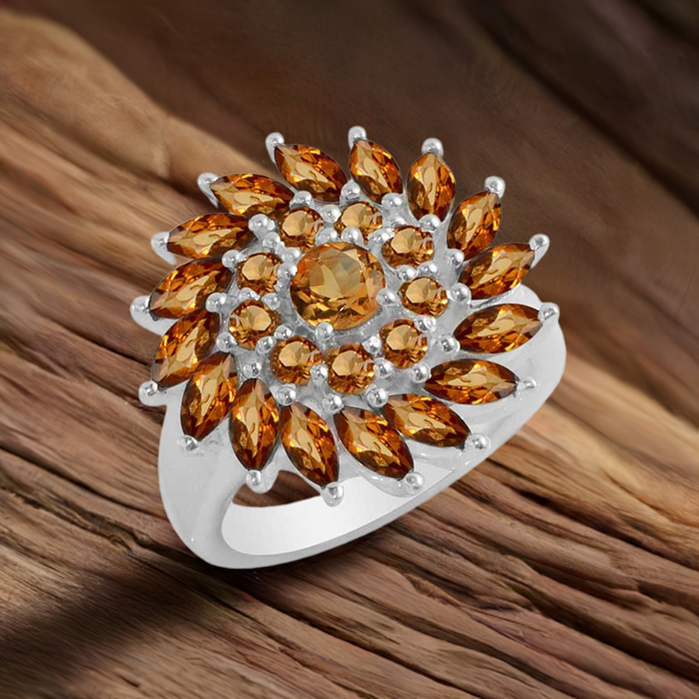 Semi Precious Citrine Gemstone Rings In 925 Sterling Silver Jewelry 925SR1710