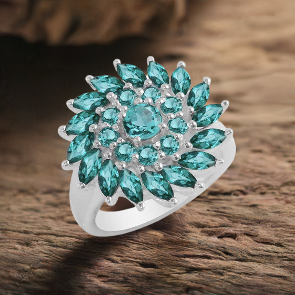 Genuine Blue Topaz Gemstone Rings In 925 Sterling Silver Jewelry 925SR1711