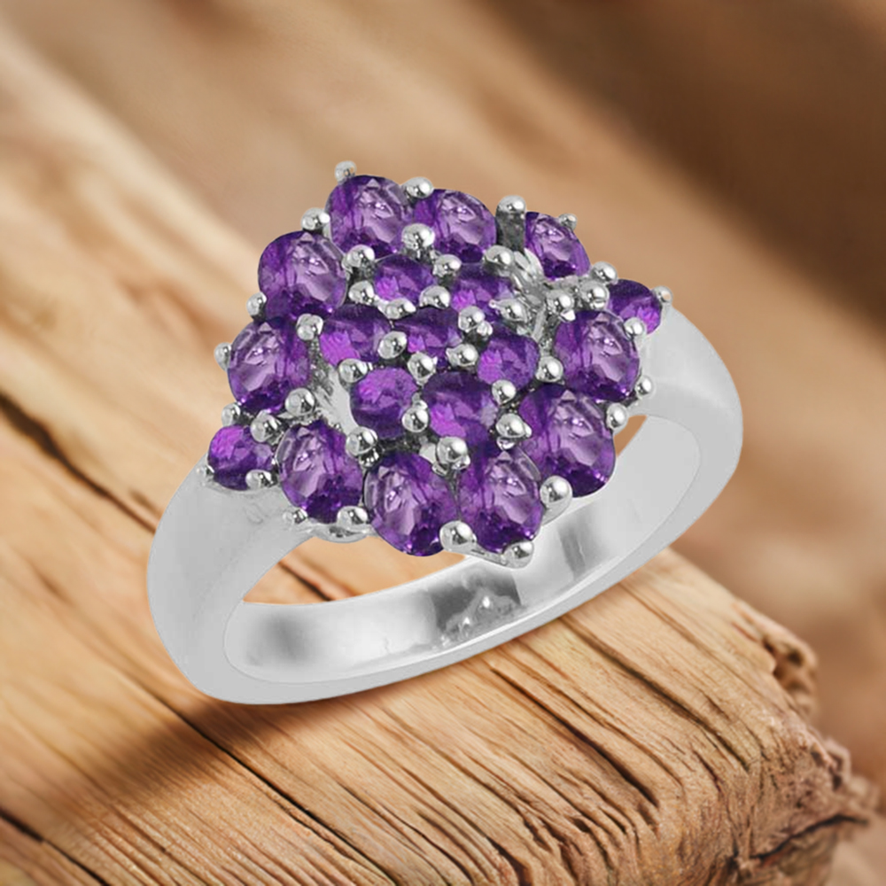 Natural Amethyst Gemstone Rings In 925 Sterling Silver Jewelry 925SR1712