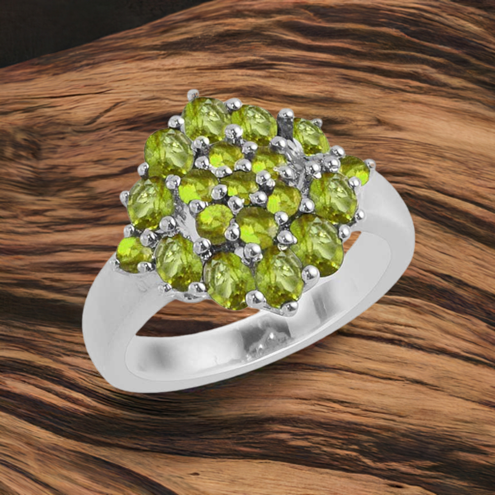 Semi Precious Peridot Gemstone Rings In 925 Sterling Silver Jewelry 925SR1713