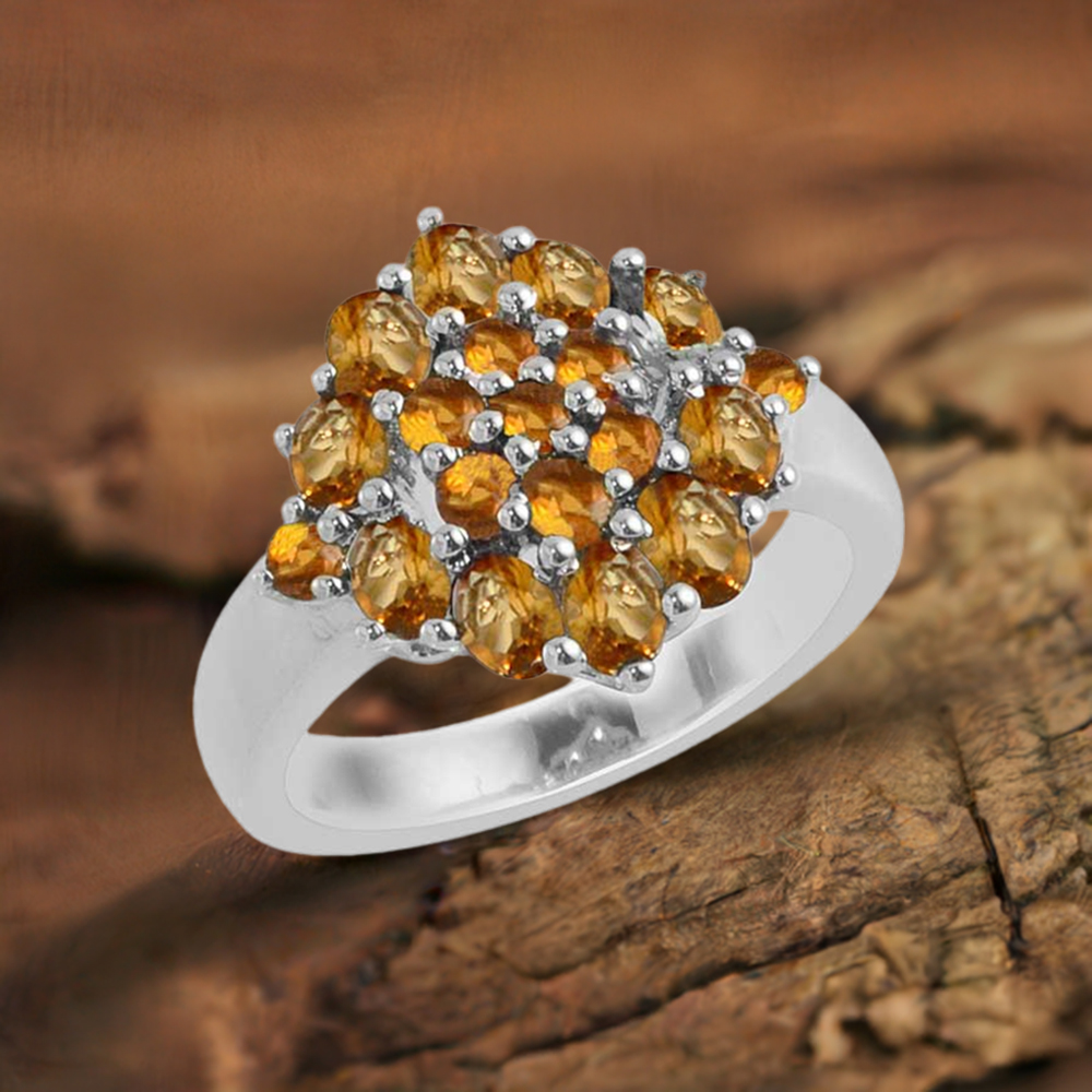 Natural Citrine Gemstone Rings In 925 Sterling Silver Jewelry 925SR1715