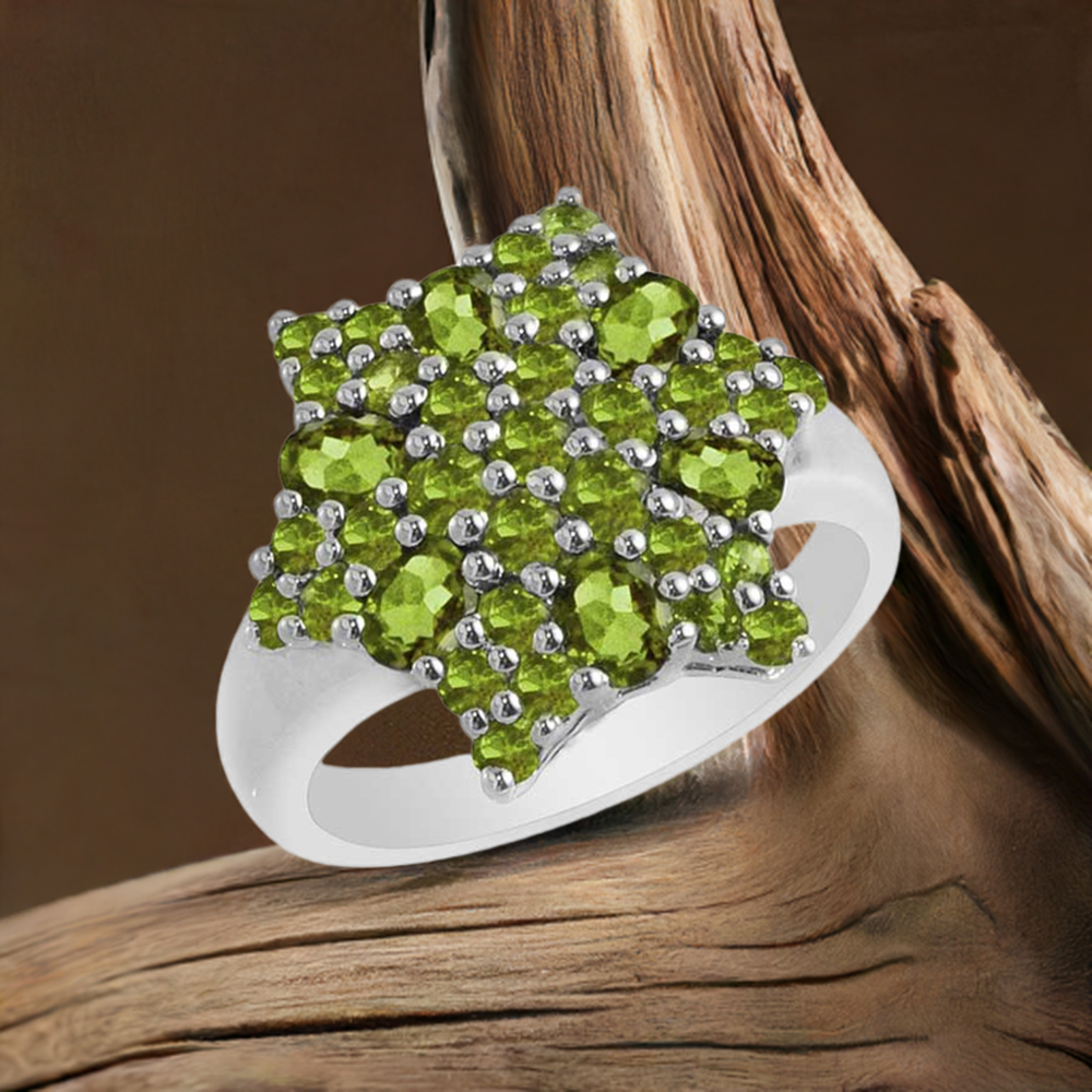 Natural Peridot Gemstone Rings In 925 Sterling Silver Jewelry 925SR1718