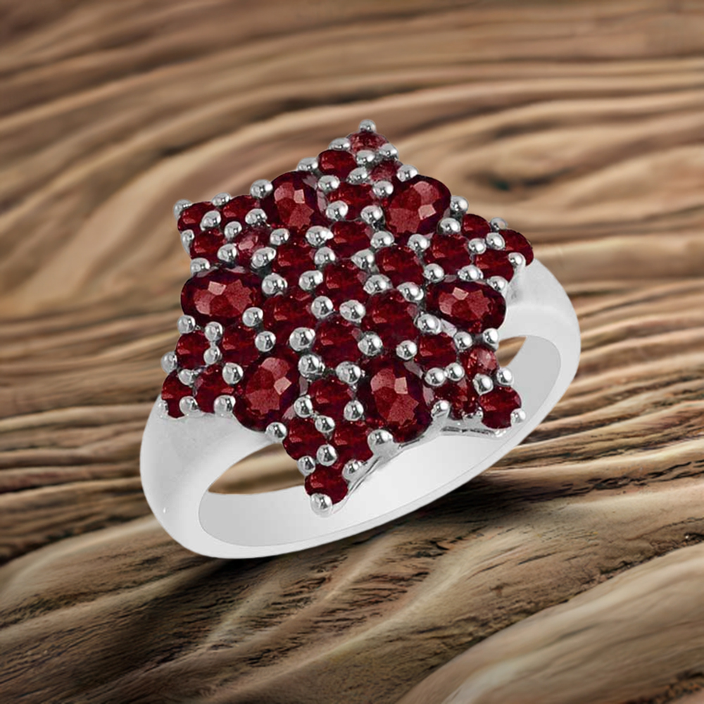 Semi Precious Garnet Gemstone Rings In 925 Sterling Silver Jewelry 925SR1719