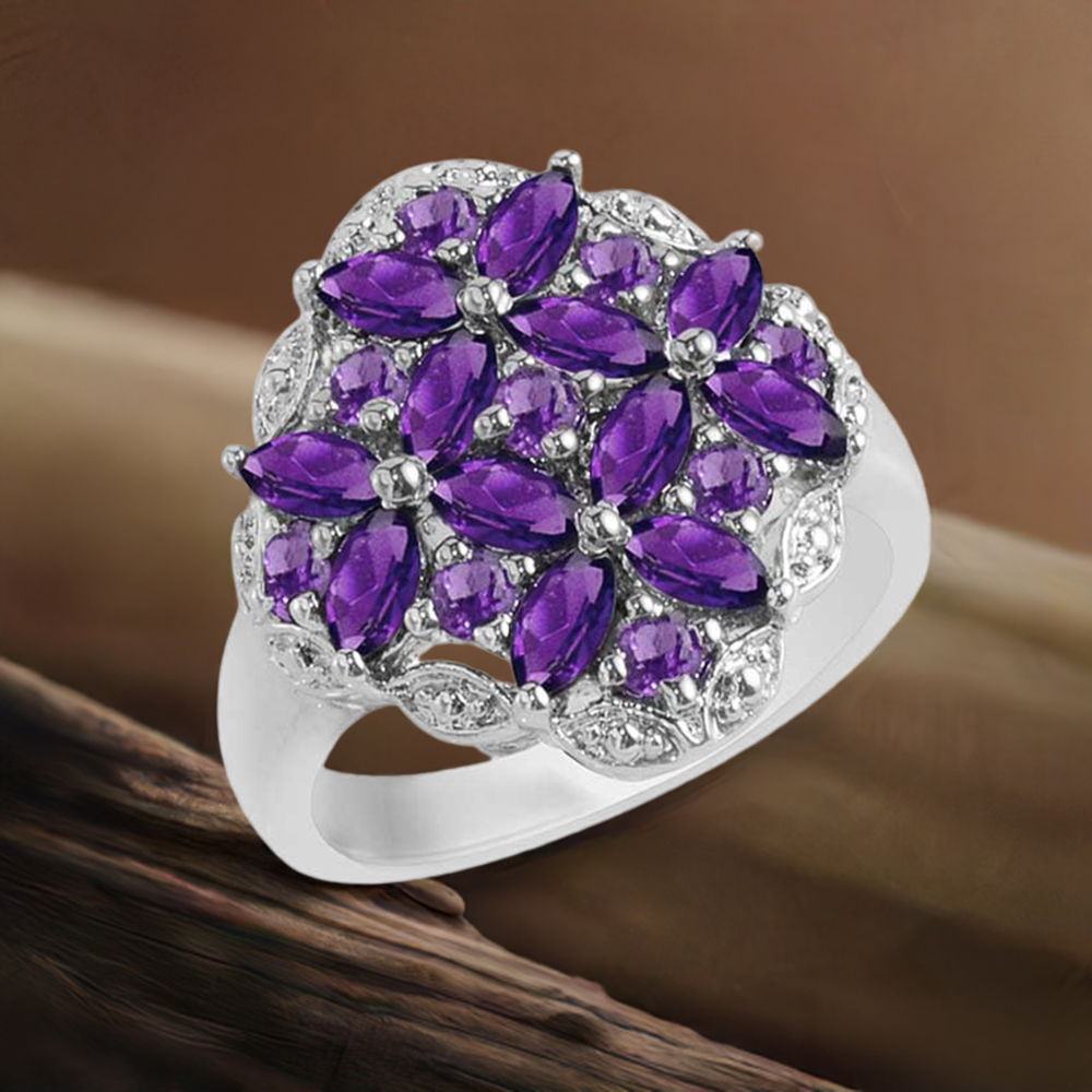 925 Sterling Silver Rings In Amethyst Gemstone Jewelry 925SR1722