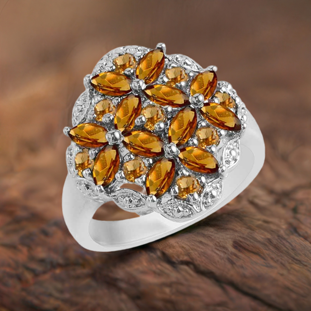 925 Sterling Silver Handmade Rings In Citrine Gemstone Jewelry 925SR1725
