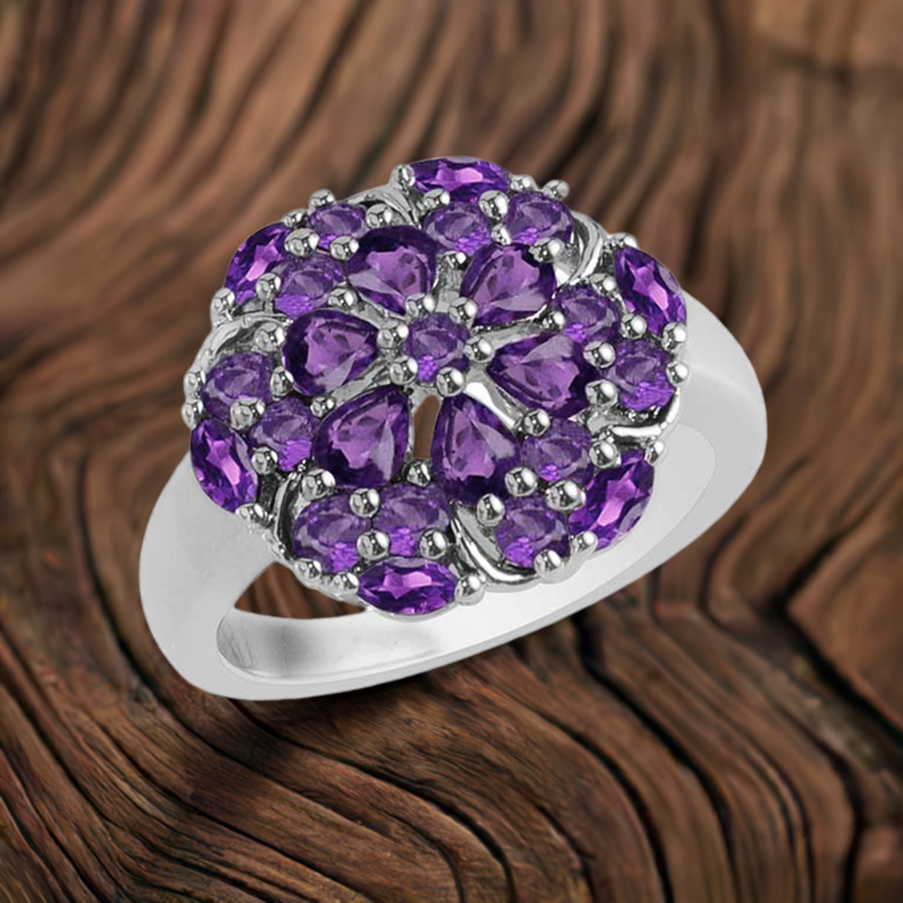 925 Sterling Silver Handmade Rings In Amethyst Gemstone Jewelry 925SR1727