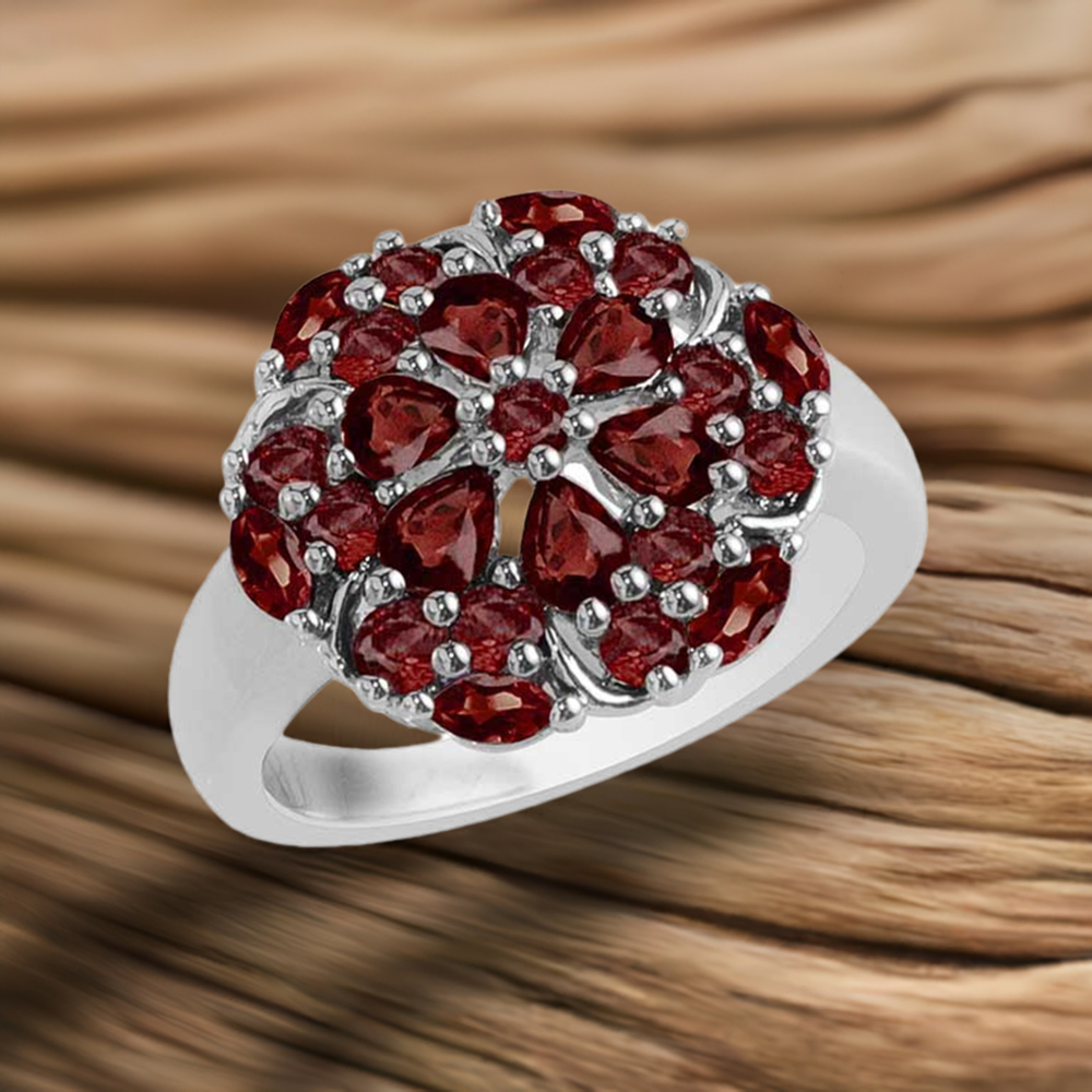 925 Sterling Silver Handmade Rings Exporters In Garnet Gemstone Jewelry 925SR1729