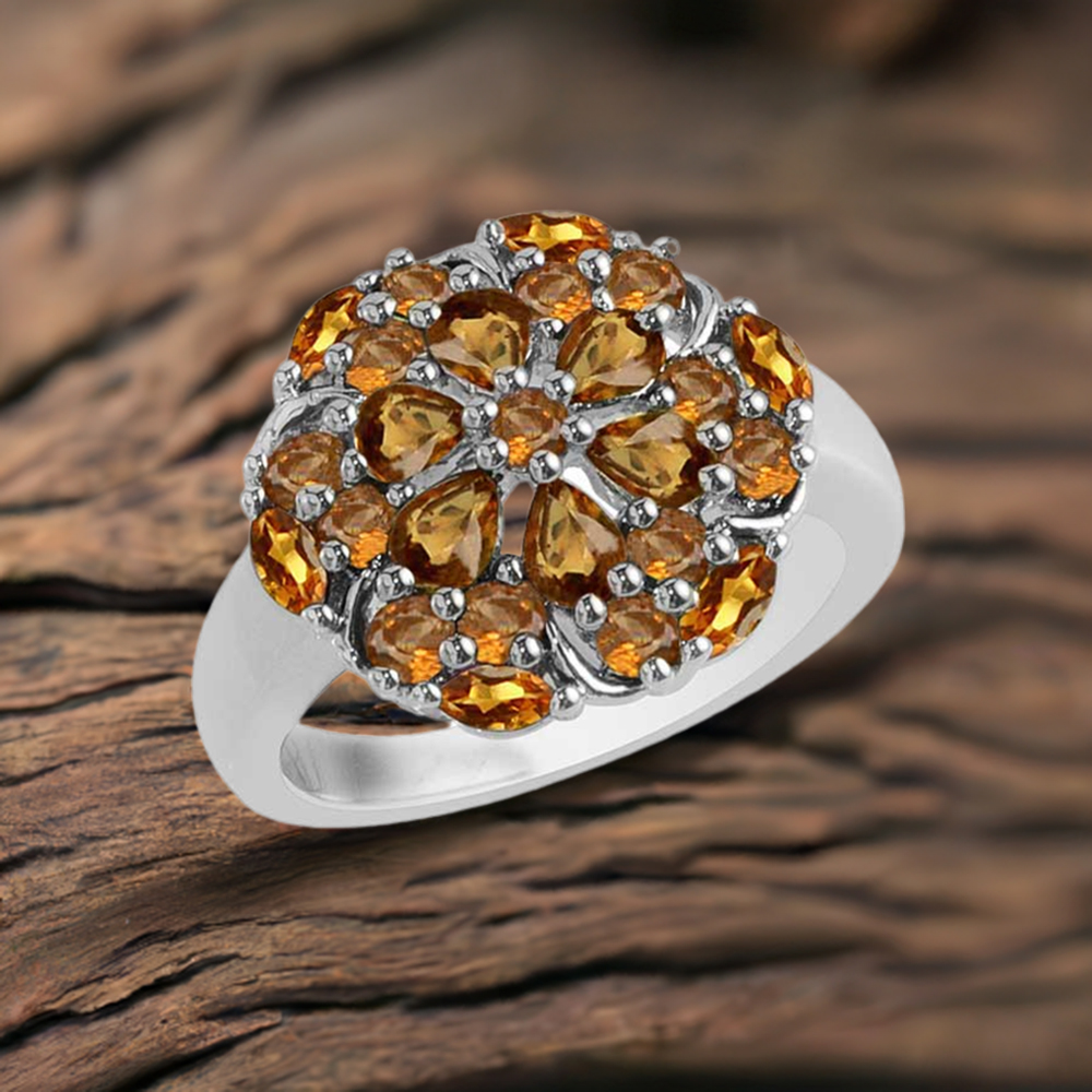 Best Design 925 Sterling Silver Rings In Citrine Gemstone Jewelry 925SR1730