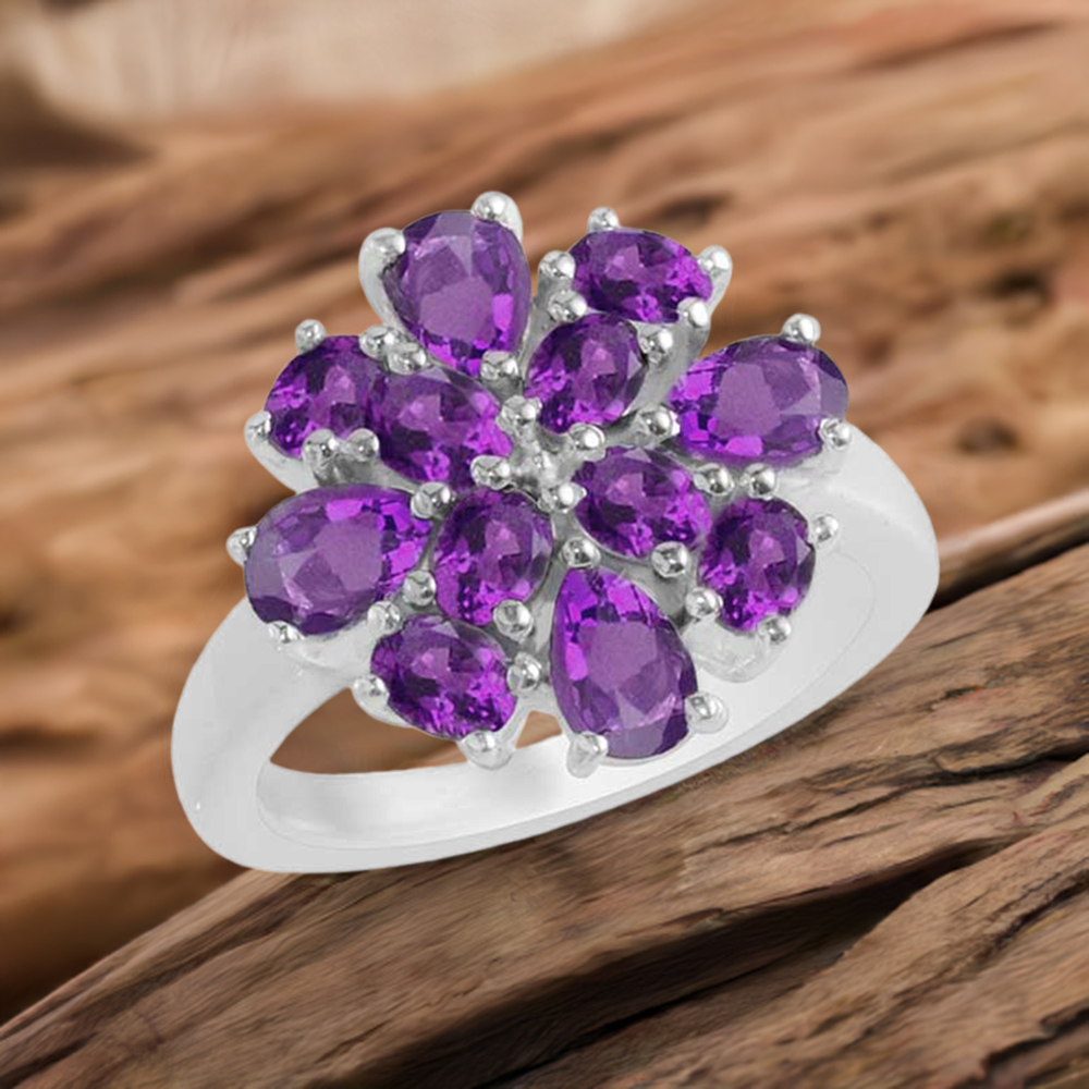 Inexpensive 925 Sterling Silver Rings In Amethyst Gemstone Jewelry 925SR1732