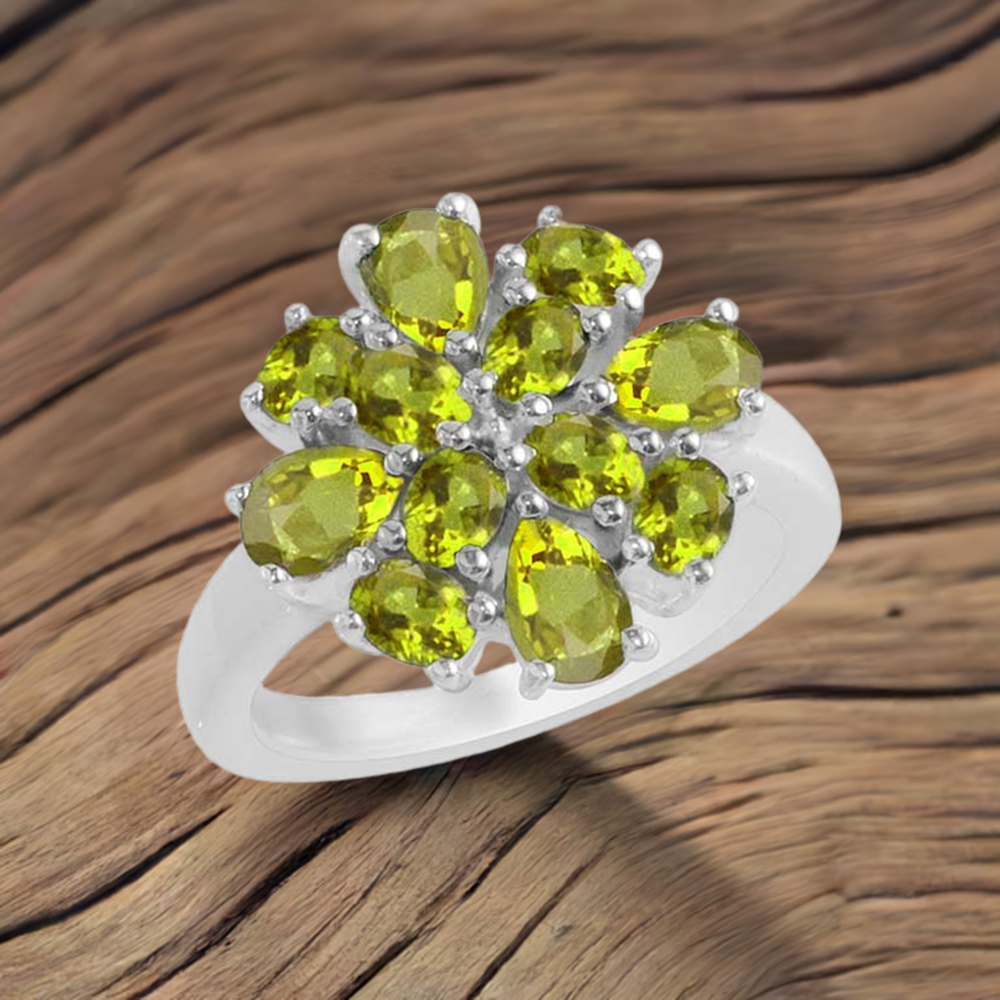 Affordable 925 Sterling Silver Rings In Peridot Gemstone Jewelry 925SR1733