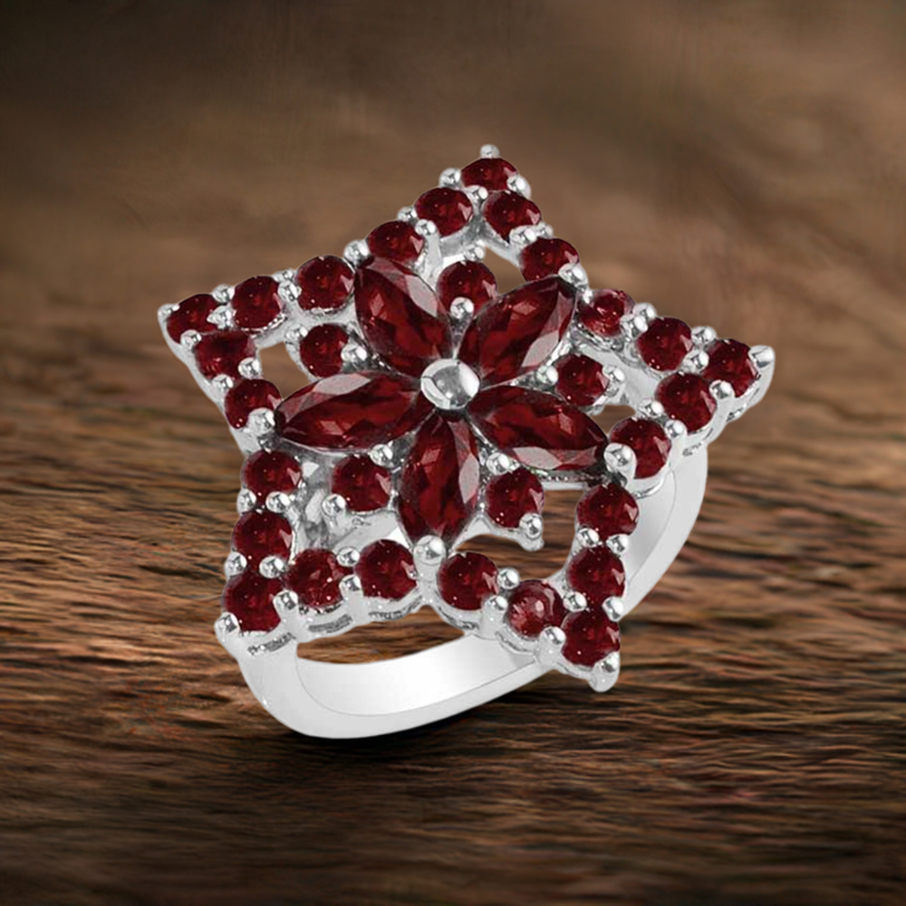 Beautiful 925 Sterling Silver Handmade Rings Manufacturer In Garnet Gemstone Jewelry 925SR1739