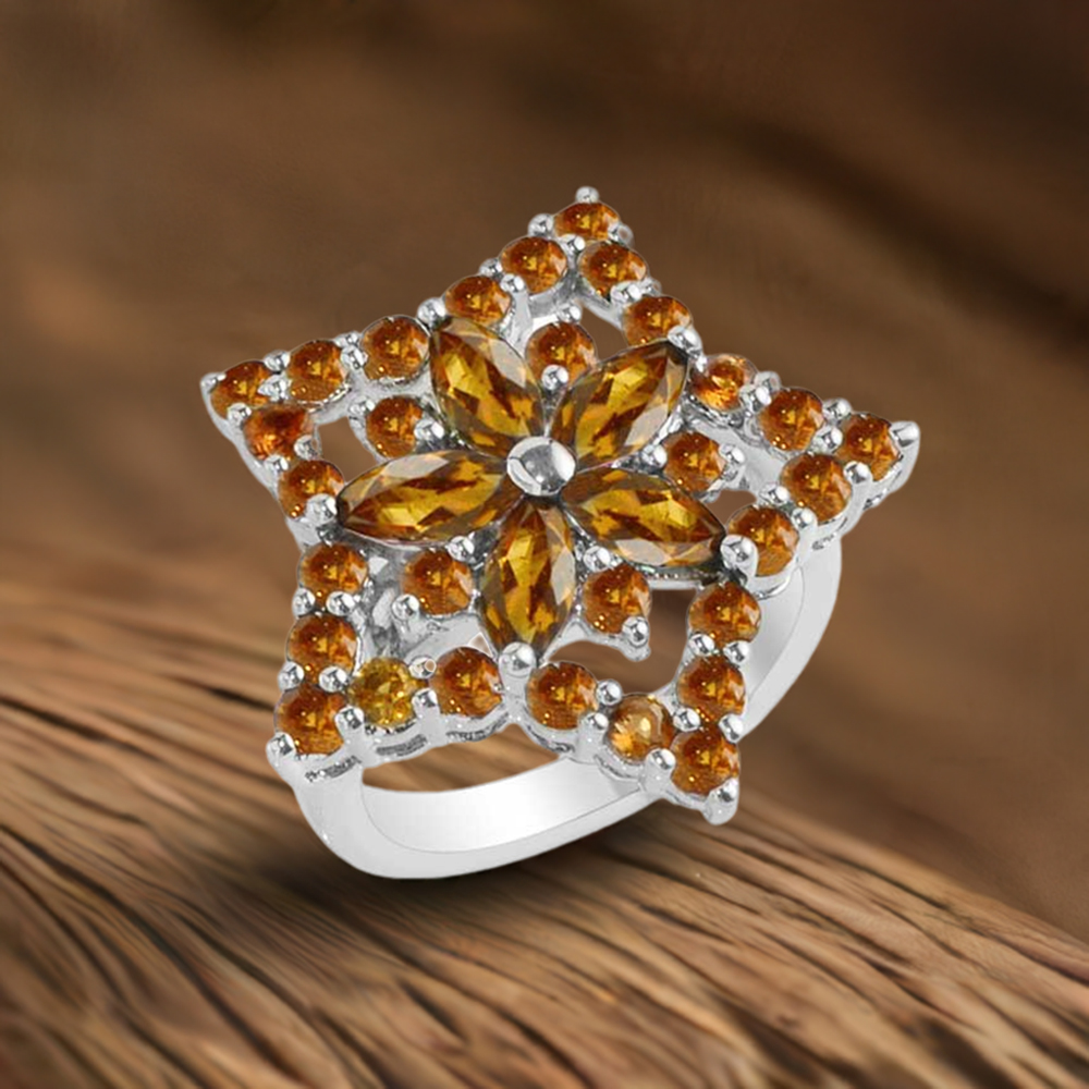 925 Sterling Silver Rings In Citrine Gemstone Jewelry 925SR1740