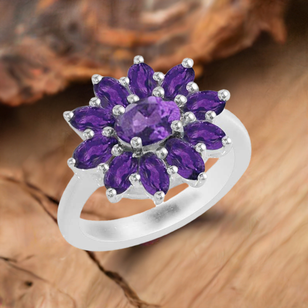 925 Sterling Silver Rings In Amethyst Gemstone Jewelry 925SR1742