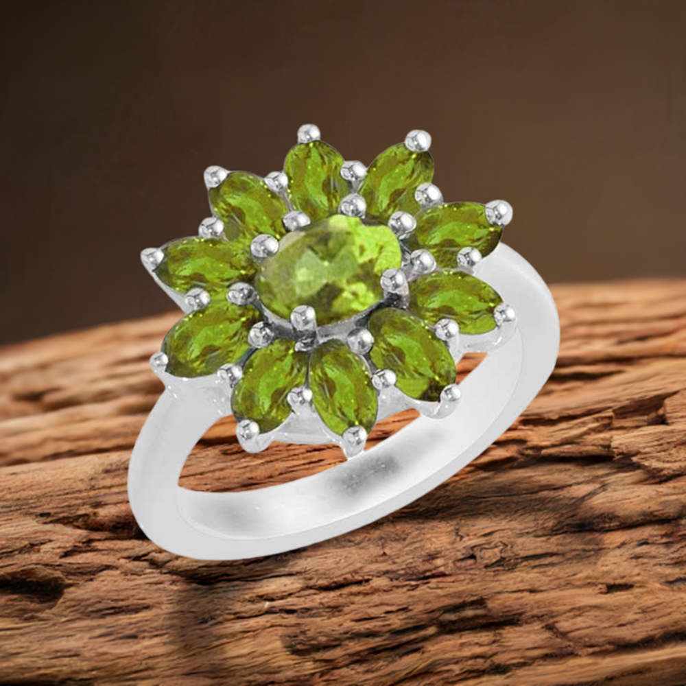 925 Sterling Silver Rings In Peridot Gemstone Jewelry 925SR1743