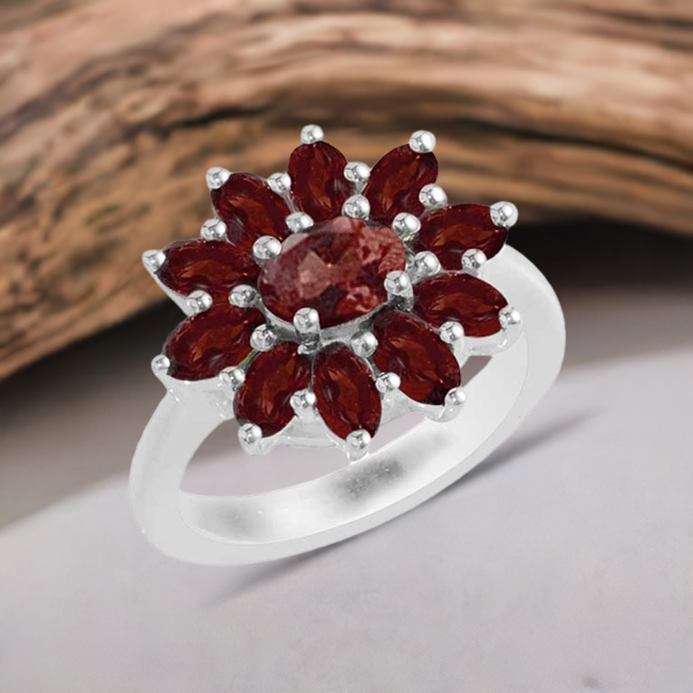925 Sterling Silver Rings In Garnet Gemstone Jewelry 925SR1744