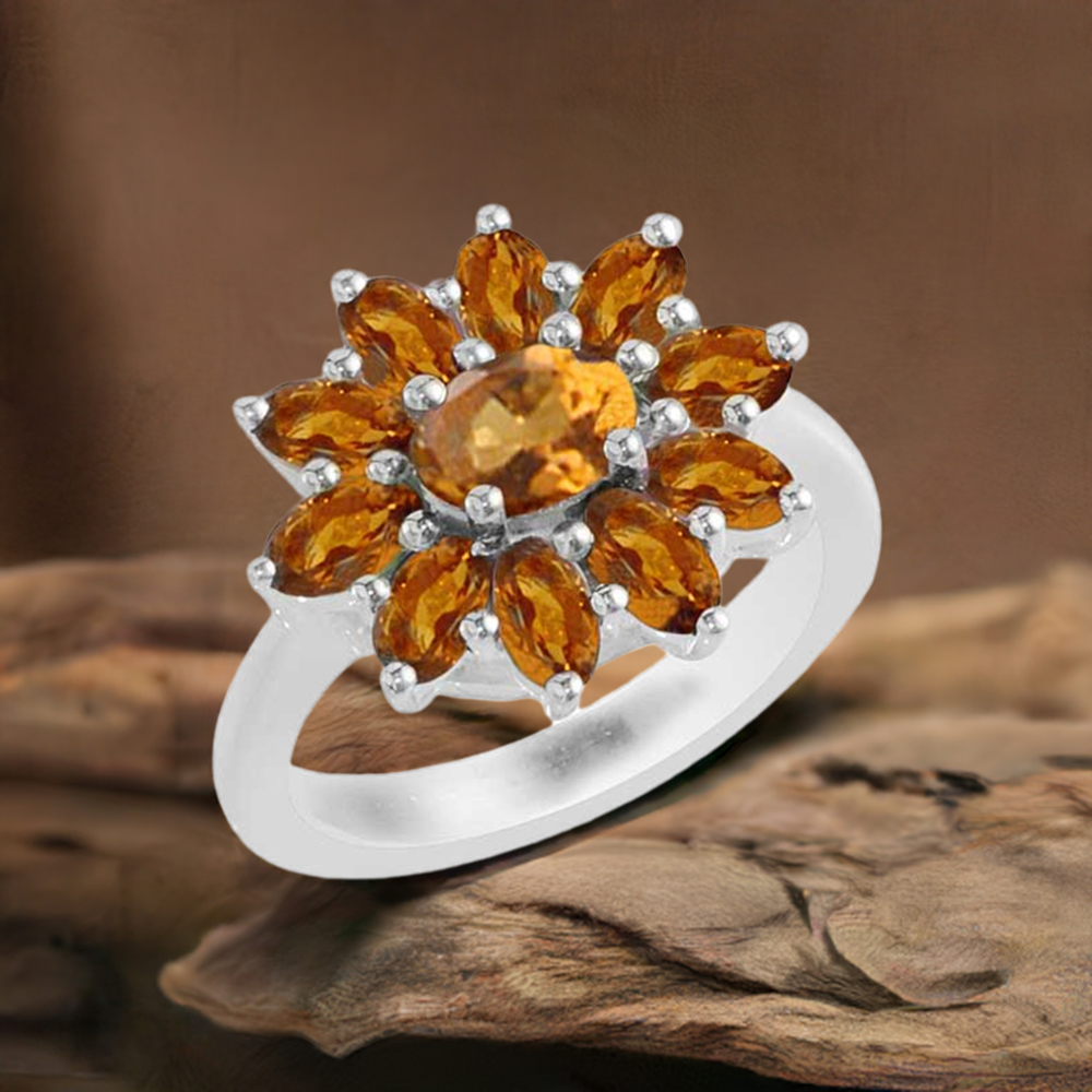 925 Sterling Silver Handmade Rings In Citrine Gemstone Jewelry 925SR1745