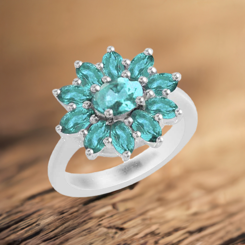 925 Sterling Silver Handmade Rings In Blue Topaz Gemstone Jewelry 925SR1746