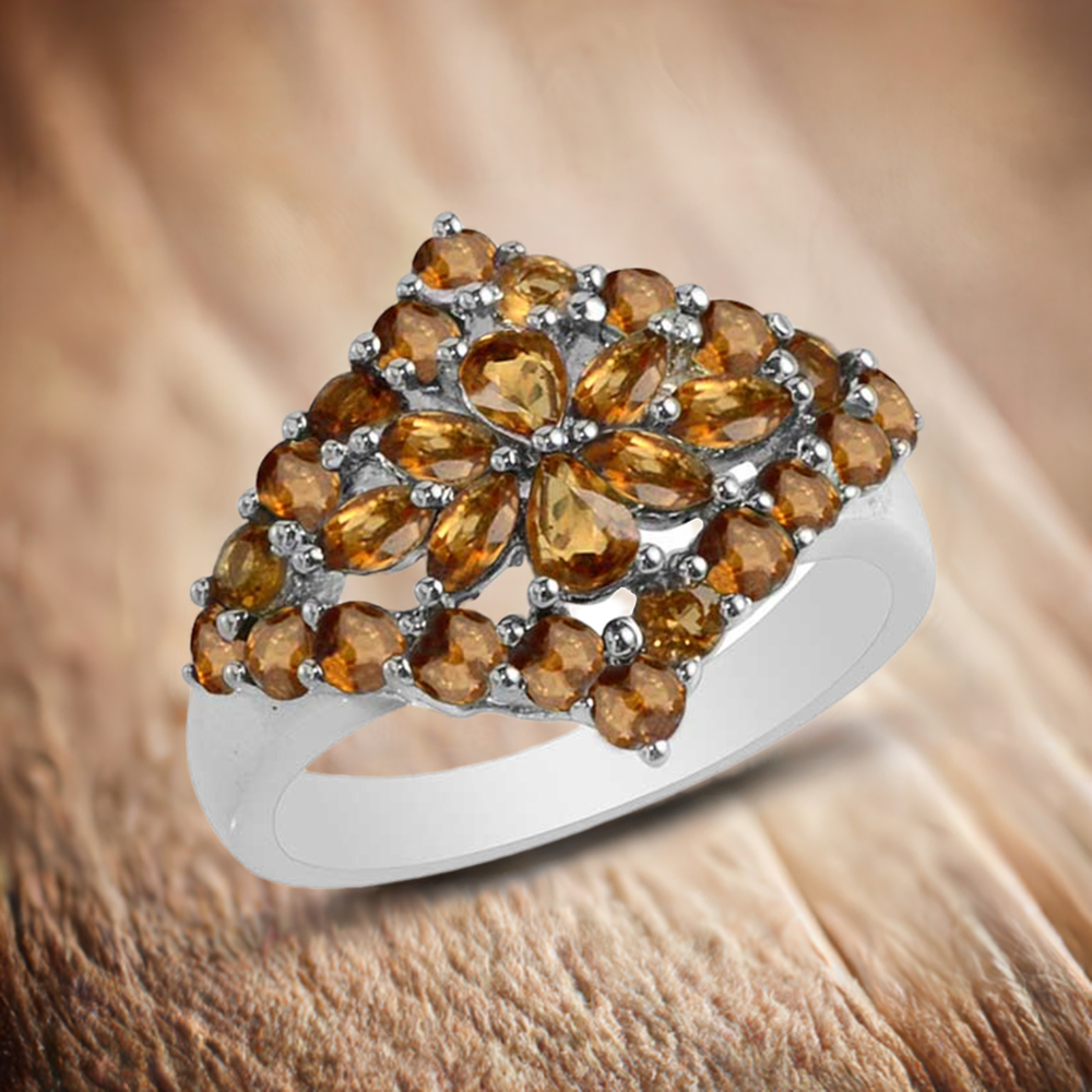 925 Sterling Silver Handmade Rings In Citrine Gemstone Jewelry 925SR1750