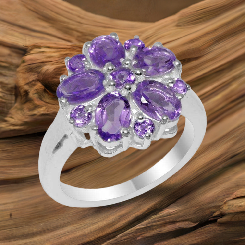 925 Sterling Silver Handmade Rings In Amethyst Gemstone Jewelry 925SR1752