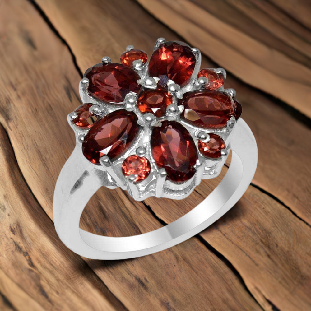 925 Sterling Silver Handmade Rings In Garnet Gemstone Jewelry 925SR1754