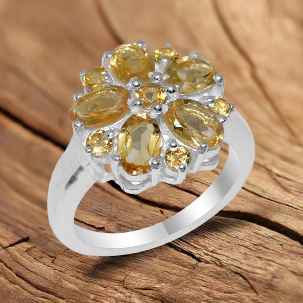 925 Sterling Silver Rings In Natural Citrine Gemstone 925SR1755