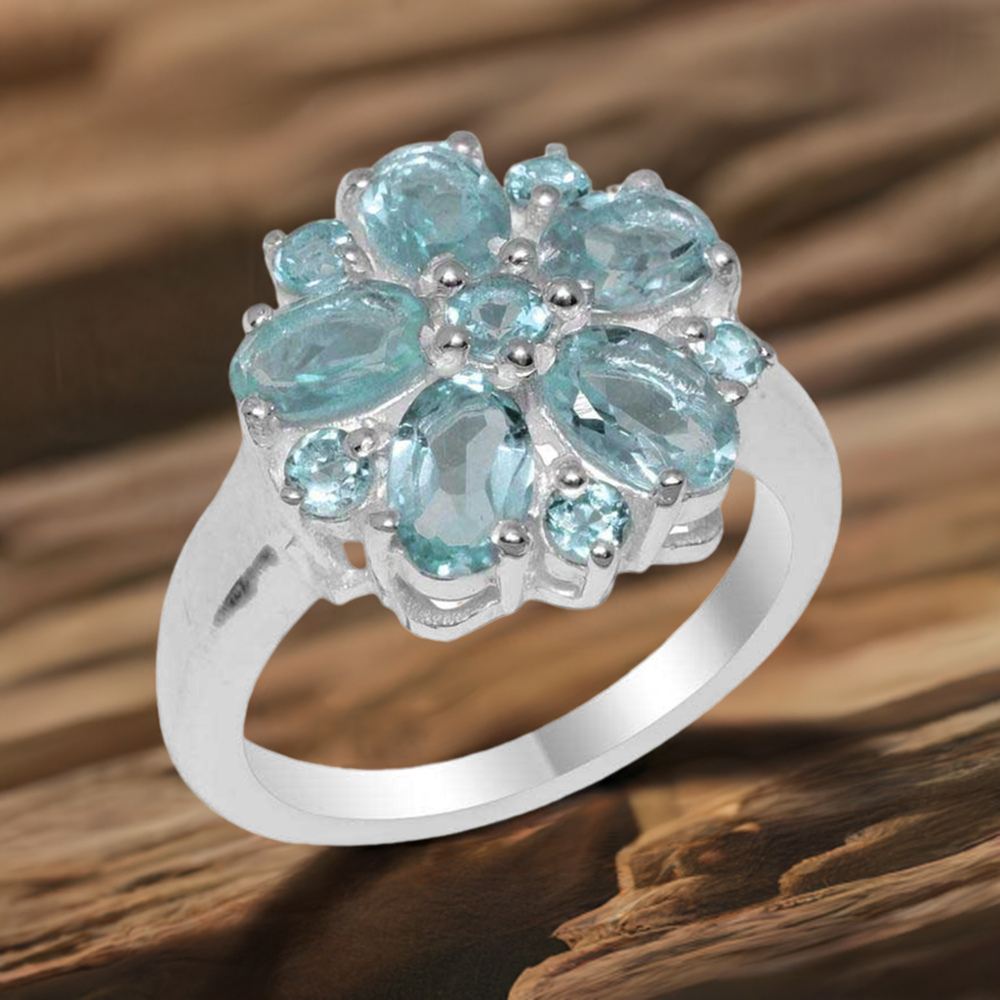 925 Sterling Silver Rings In Semi Precious Blue Topaz Gemstone 925SR1756