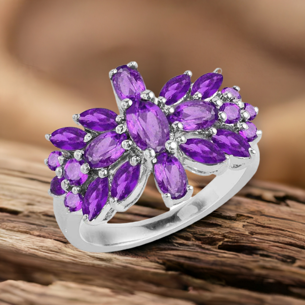 925 Sterling Silver Rings In Genuine Amethyst Gemstone 925SR1757