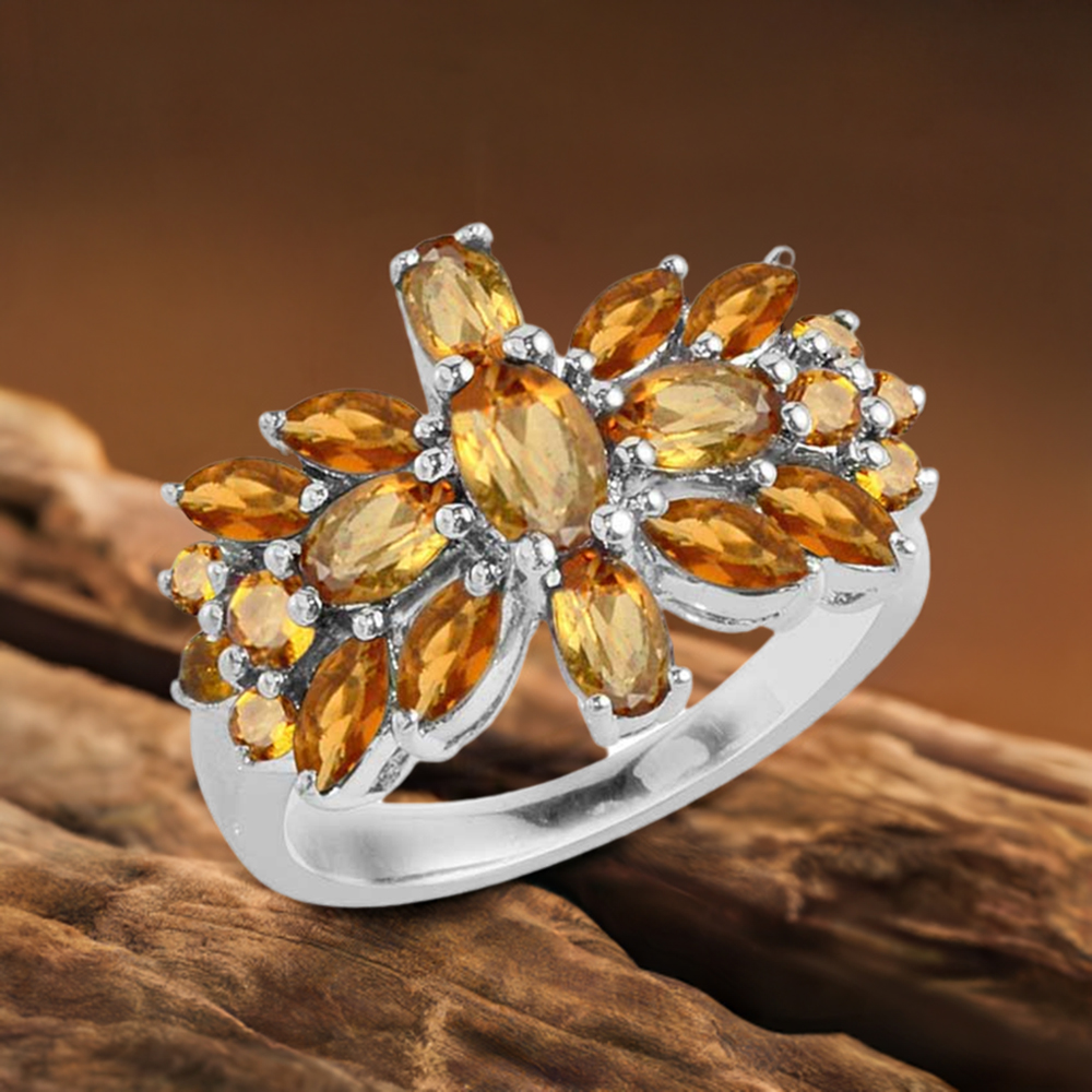 Solid 925 Silver Rings In Genuine Citrine Gemstone 925SR1760