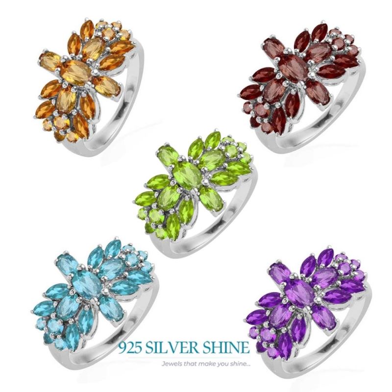 Solid 925 Silver Rings In Genuine Citrine Gemstone 925SR1760_2